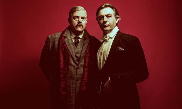 Phill Jupitus as Conan Doyle and Alan Cox as Houdini in Impossible, premiering at this year’s Edinburgh festival. Photograph: Idil Sukan/Draw HQ