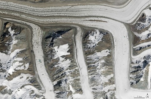 Glaciers in the Tian Shan mountains, north-east Kyrgyzstan