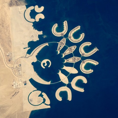 Artificial islands at the southern end of Bahrain island