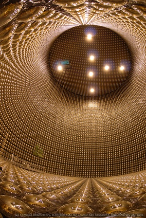 The Super-K's detector houses 13,000 photomultipliers that help detect the smallest trace of light from neutrino interactions. Kamioka Observatory/ICRR/University of Tokyo