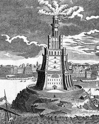 The great Pharos lighthouse built in 280 BC. Illustration: Universal Images Group/Getty