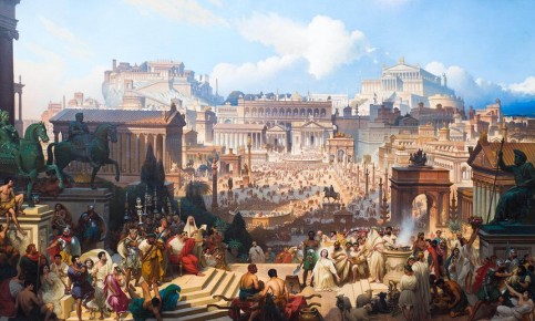 An 18th-century painting of The Martyrdom of Saint Agnes in the Roman Forum, with the hills behind. Photograph: Active Museum/Alamy Stock Photo