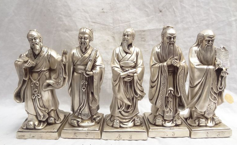 9-China-Silver-literati-Lao-Tzu-LaoZi-Mencius-Mo-tse-ZhuangZi-Khofngzuo-Statue-Retro-bronze-factory
