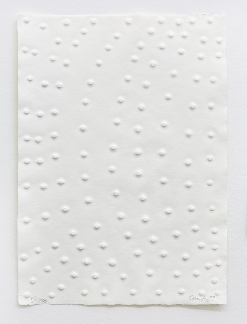 “Graphein”, 2002. Embossed printing on handmade paper (70 X 50 cm).