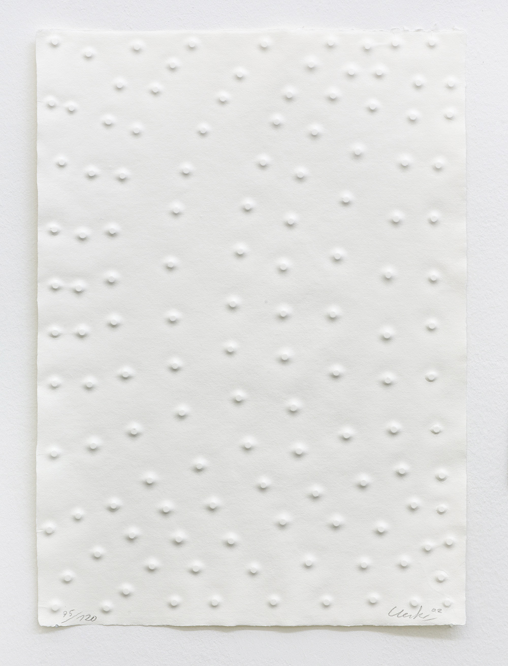 Hammering – 05 – Günther Uecker – Graphein, 2002. Embossed printing on handmade paper (70 X 50 cm)