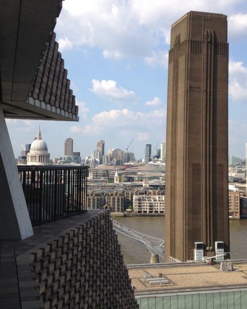  On the waterfront … the Thames and the Turbine Hall tower from the extension Photograph: Oliver Wainwright